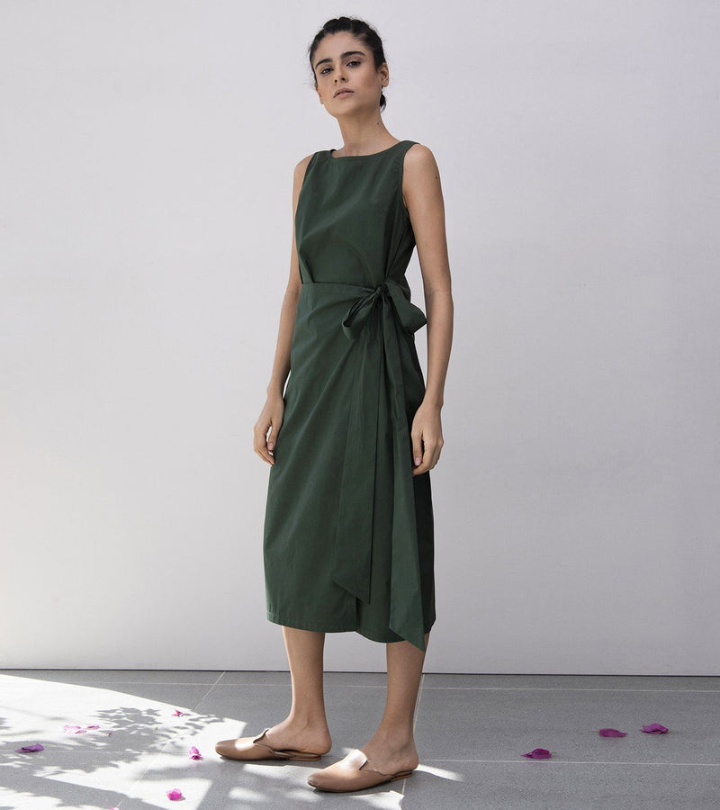 Lady Fern Midi Dress Dress by Khara Kapas in green for women Worldwide
