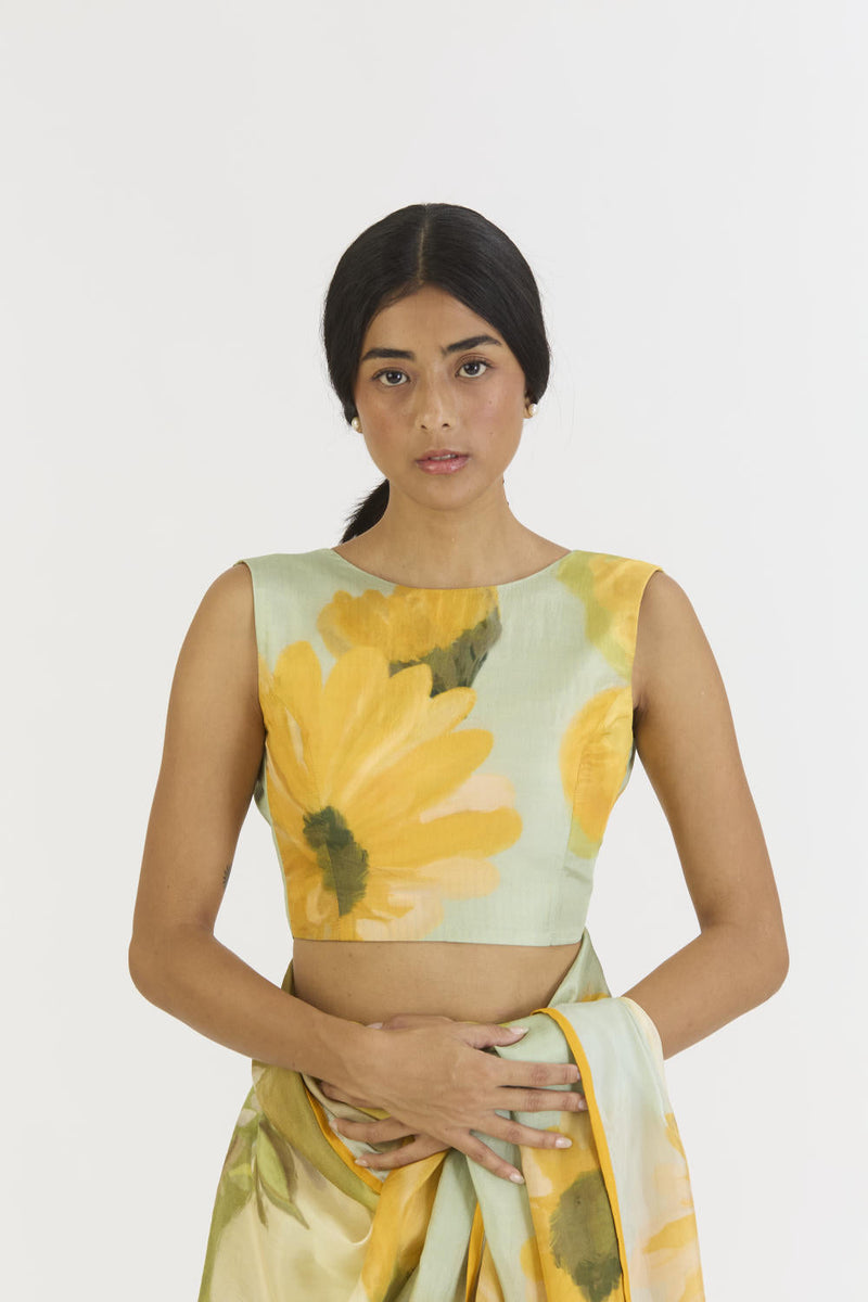 LEMONADE BLOUSE (ZERO NECK) silk by Yam in yellow color for women Worldwide