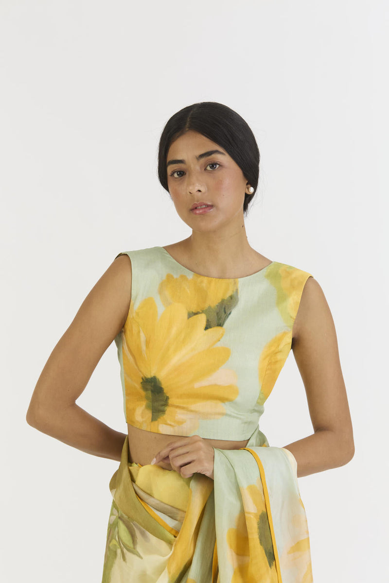 LEMONADE BLOUSE (ZERO NECK) silk by Yam in yellow color for women Worldwide