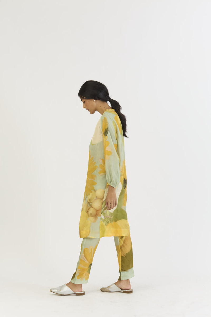 LEMONADE SILK KURTA SET silk by Yam in yellow color for women Worldwide