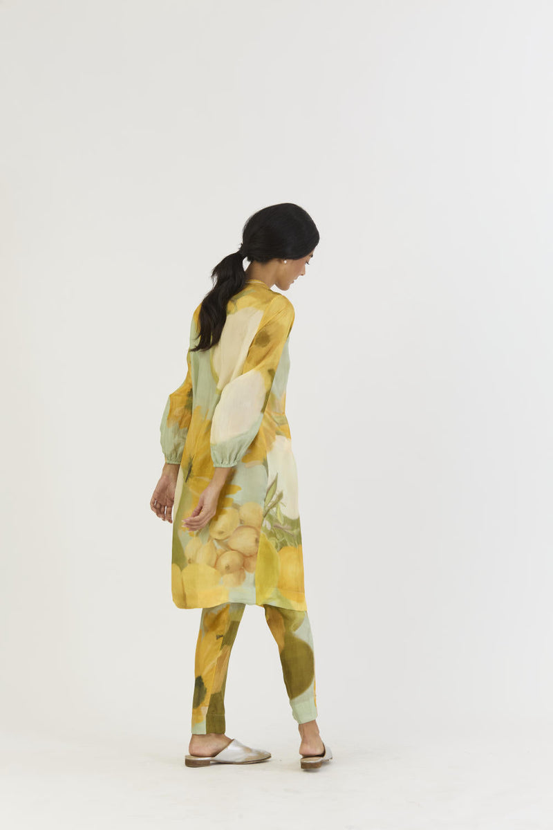 LEMONADE SILK KURTA SET silk by Yam in yellow color for women Worldwide
