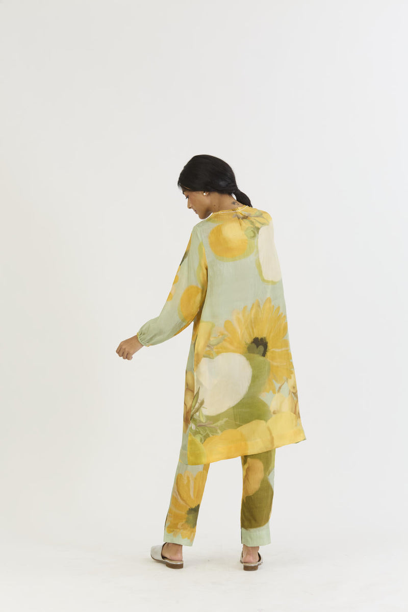 LEMONADE SILK KURTA SET silk by Yam in yellow color for women Worldwide