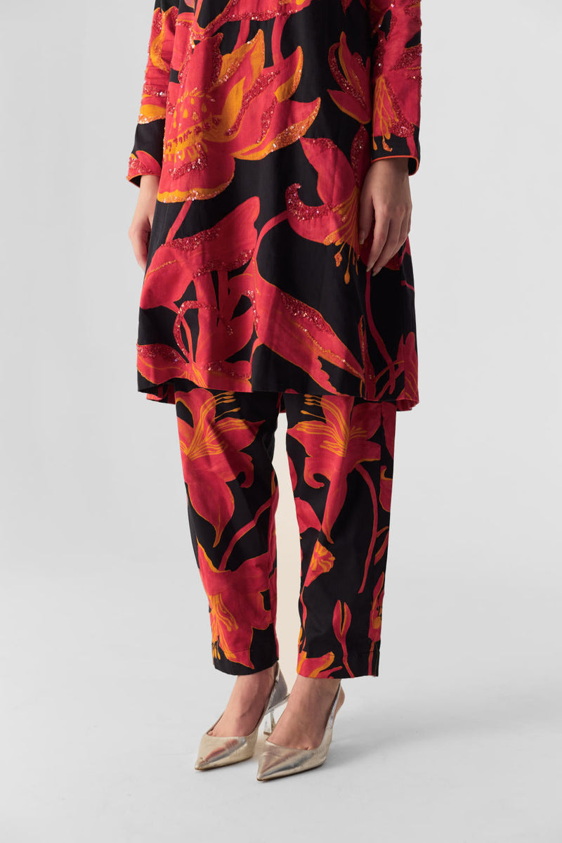 LIAN EMBROIDERED KURTA SET satin by Yam in multi color for women Worldwide