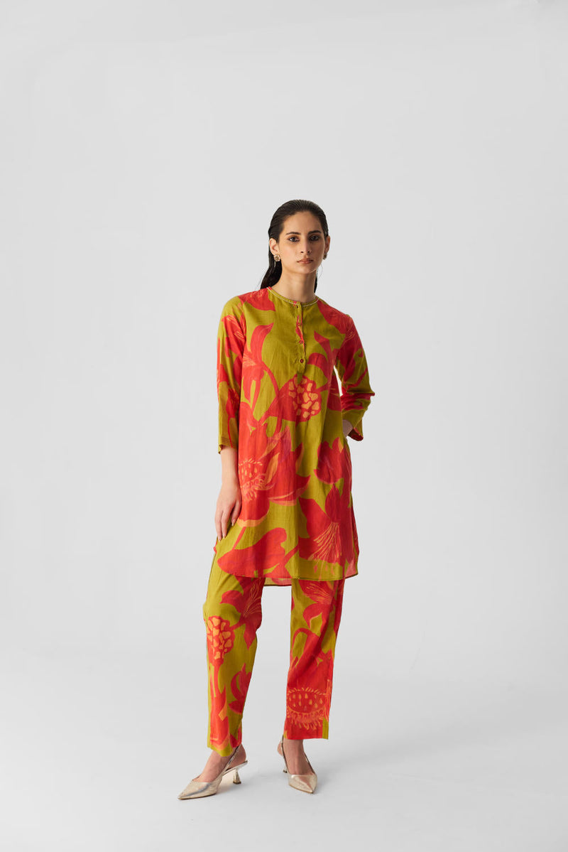 LIAN LIME COTTON KURTA SET cotton by Yam in multi color for women Worldwide