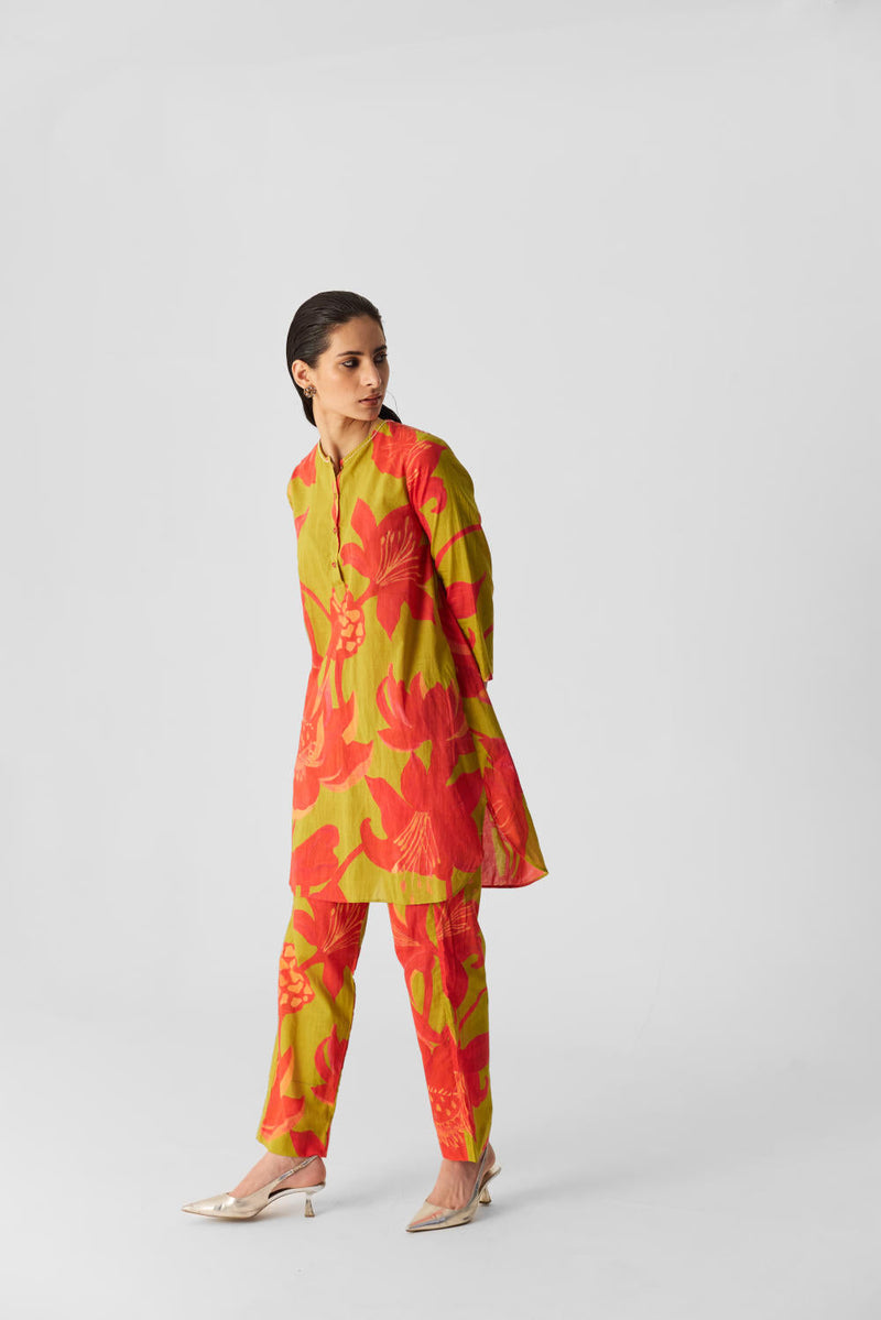 LIAN LIME COTTON KURTA SET cotton by Yam in multi color for women Worldwide