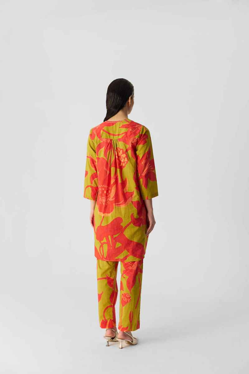 LIAN LIME COTTON KURTA SET cotton by Yam in multi color for women Worldwide