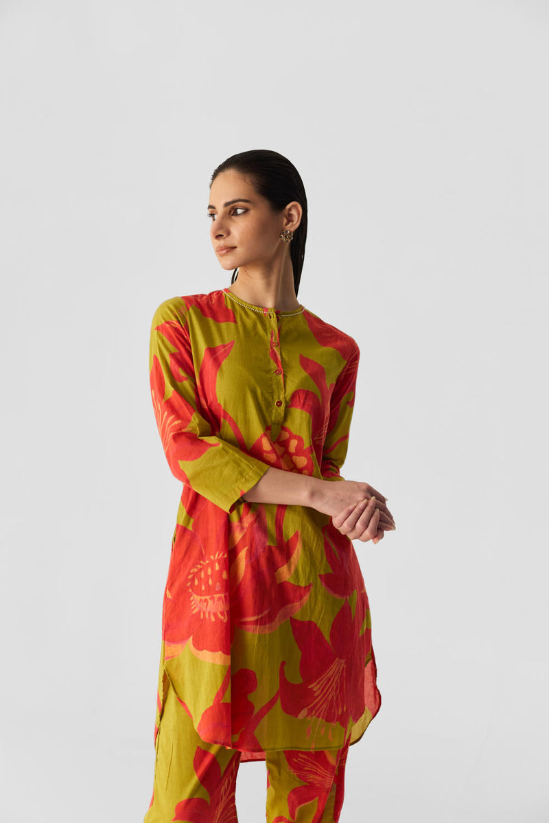 LIAN LIME COTTON KURTA SET cotton by Yam in multi color for women Worldwide