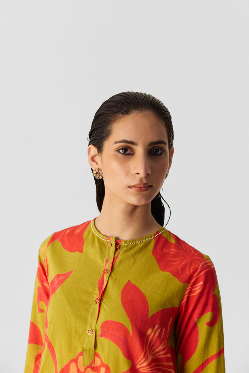 LIAN LIME COTTON KURTA SET cotton by Yam in multi color for women Worldwide