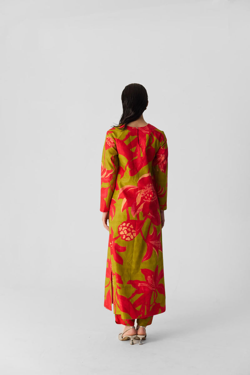 LIAN LIME LONG KURTA SET silk by Yam in multi color for women Worldwide