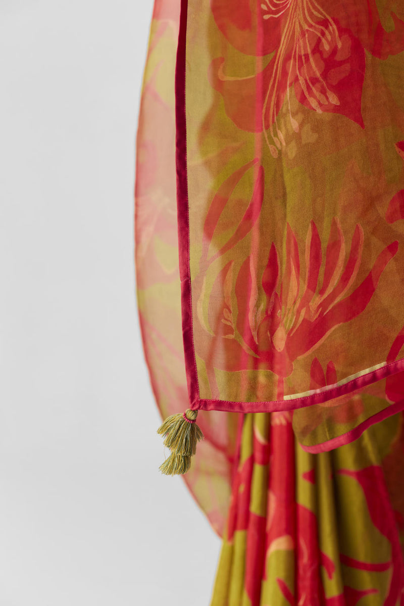 LIAN LIME SAREE organza by Yam in multi color for women Worldwide
