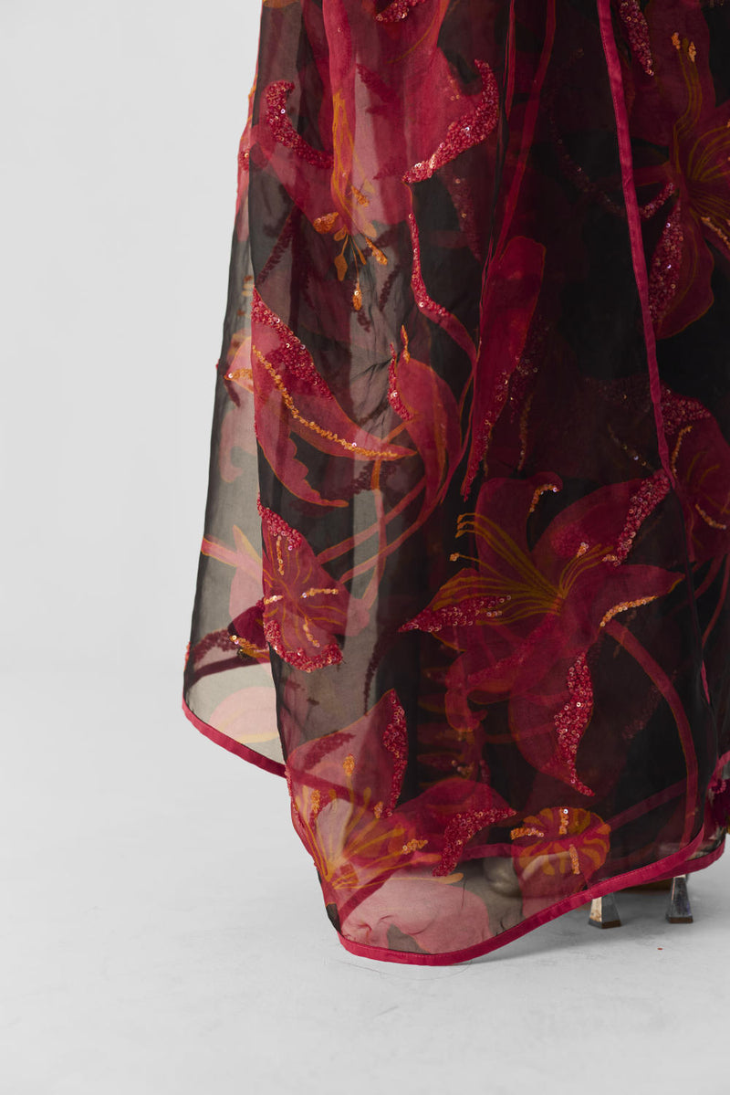 LIAN EMBROIDERED SAREE organza by Yam in multi color for women Worldwide