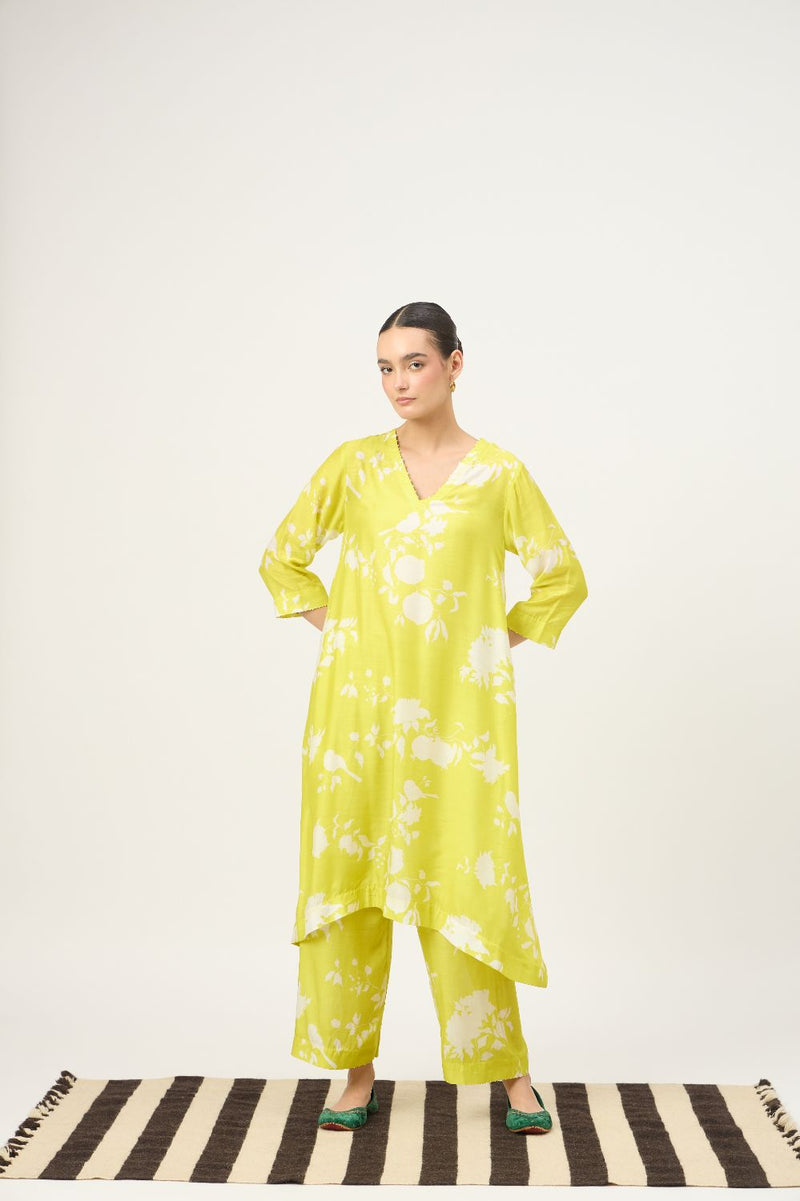 Bloome Lime Kurta Set And Chintz Organza Dupatta