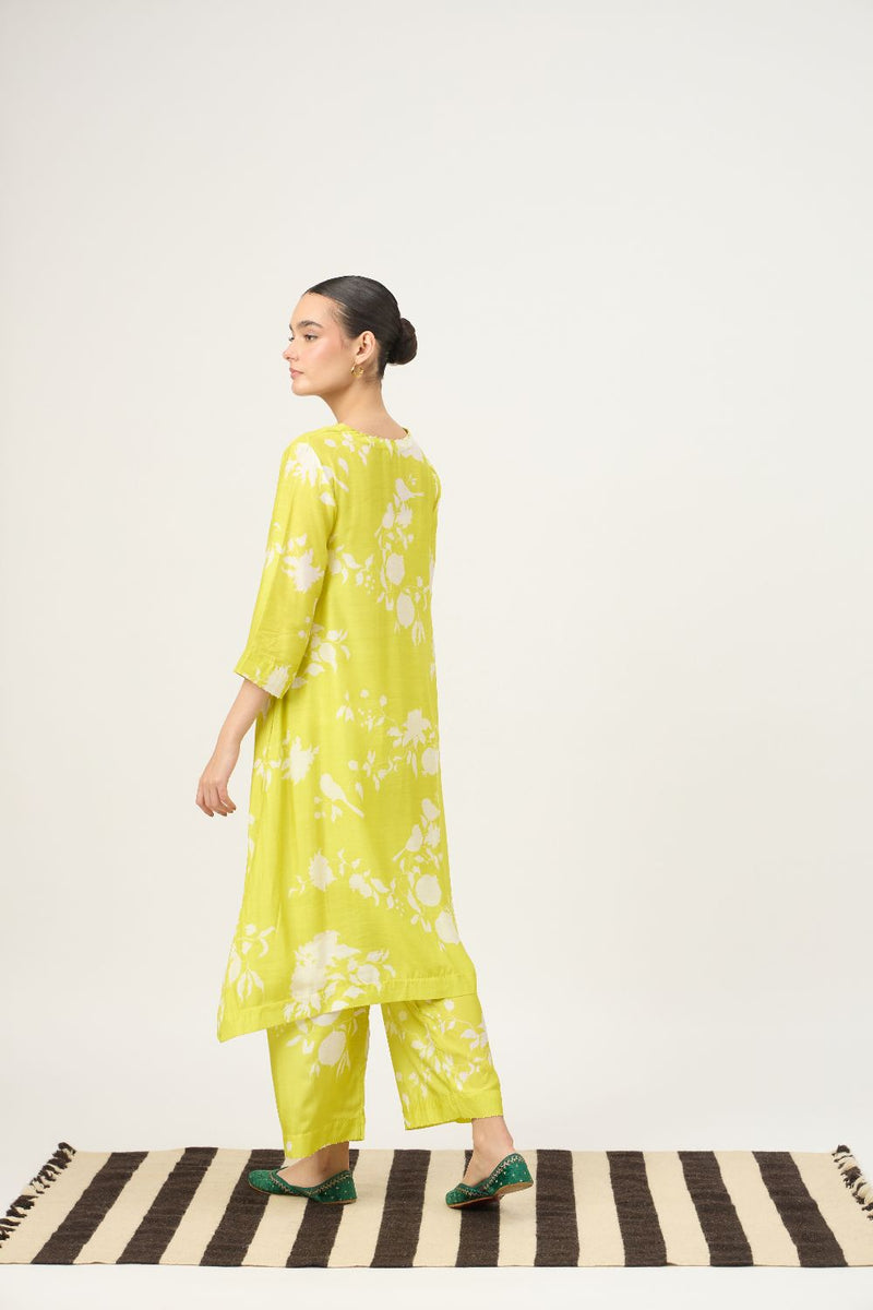 Bloome Lime Kurta Set And Chintz Organza Dupatta