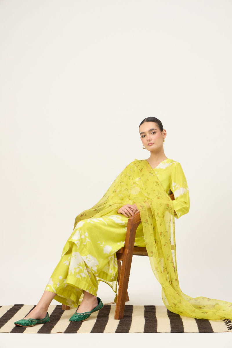 Lime Chintz Dupatta