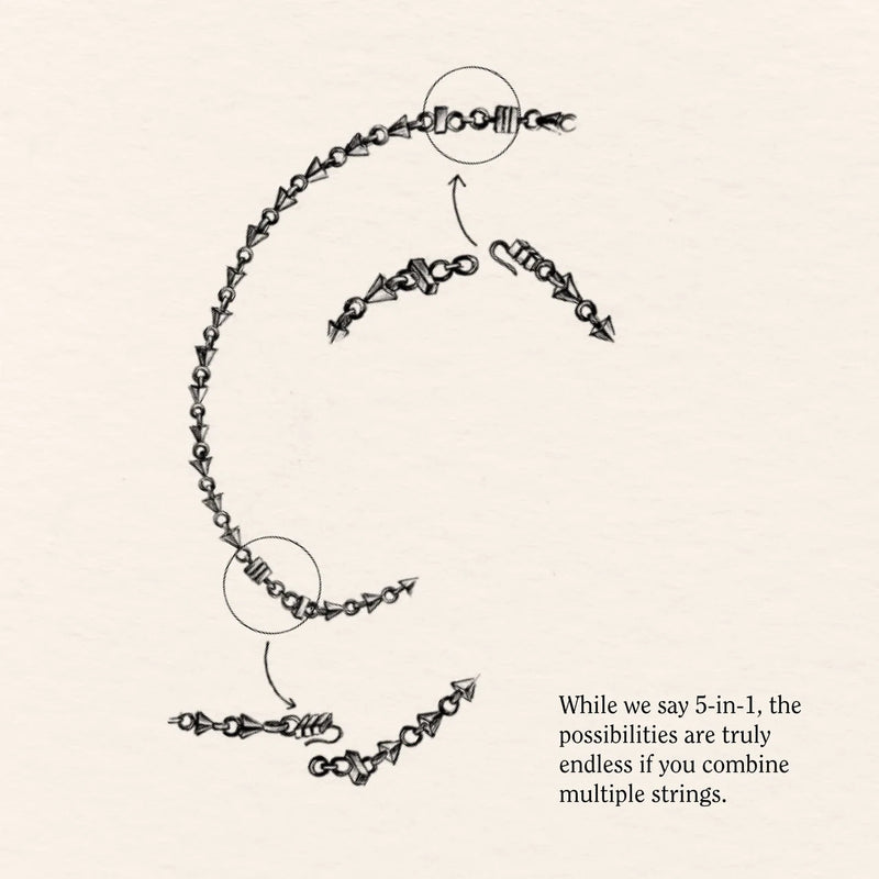 5-in-1 Love String and Studs brass neckpiece by Surmeyi for women Worldwide