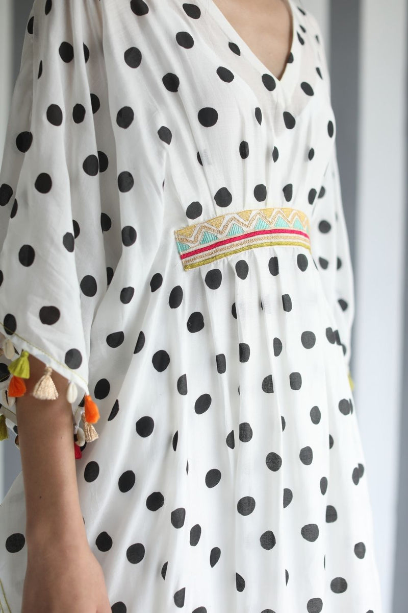 LOVE TO DOT BACK BOW TIE KAFTAN SET Kurta Sets by Rajiramniq for women Worldwide