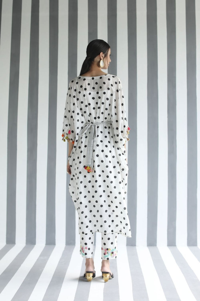 LOVE TO DOT BACK BOW TIE KAFTAN SET Kurta Sets by Rajiramniq for women Worldwide