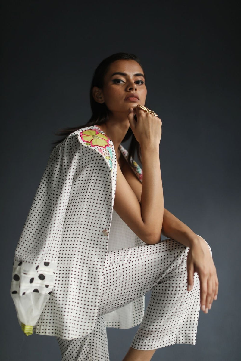 LOVE TO DOT BLAZER SET Co-ord Set by Rajiramniq for women Worldwide