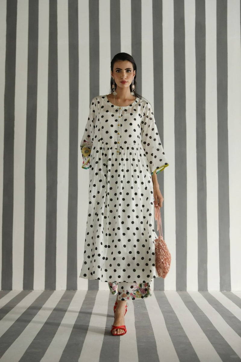 LOVE TO DOT FRONT PUCKERING KURTA SET Kurta Sets by Rajiramniq for women Worldwide