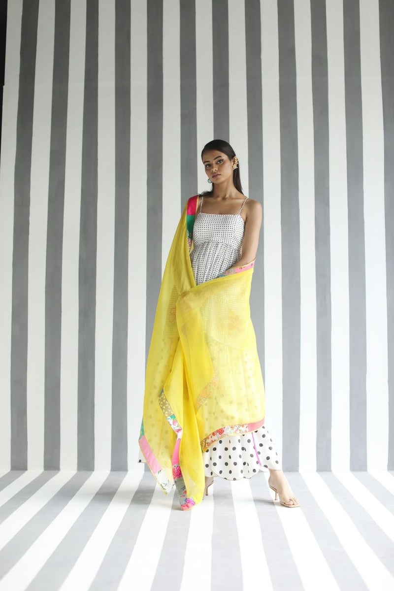 LOVE TO DOT LINE GHARARA SET Kurta Sets by Rajiramniq for women Worldwide