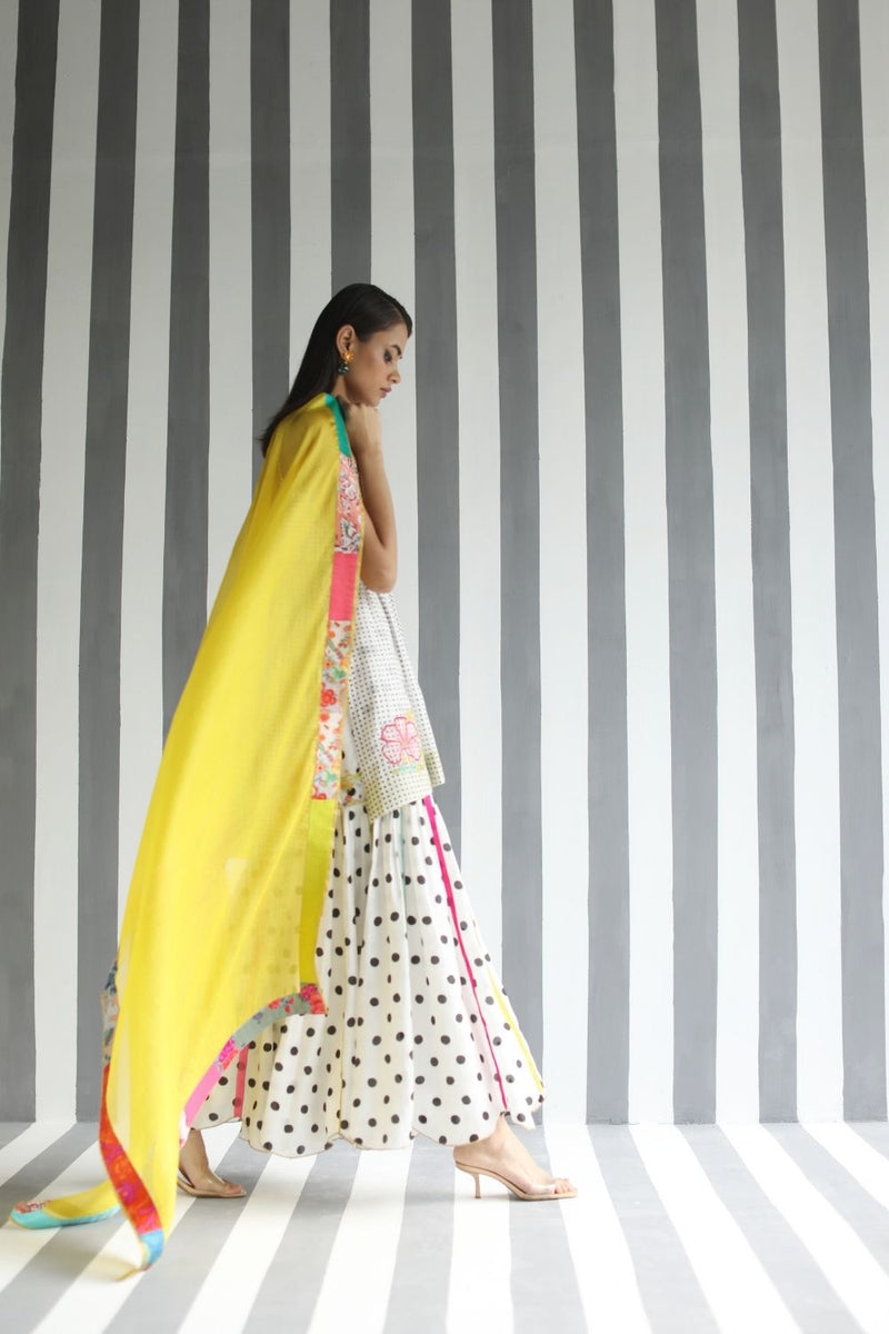 LOVE TO DOT LINE GHARARA SET Kurta Sets by Rajiramniq for women Worldwide