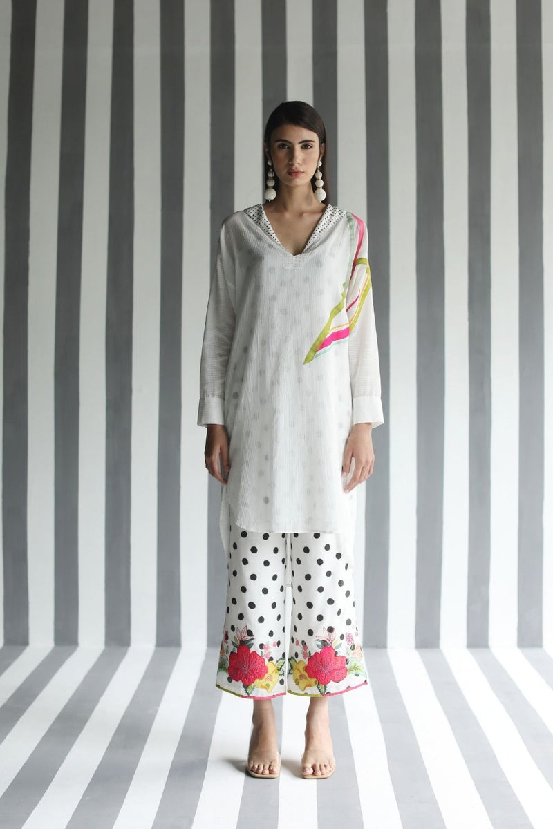 LOVE TO DOT LINE SLEEVE SHIRT SET Kurta Sets by Rajiramniq for women Worldwide