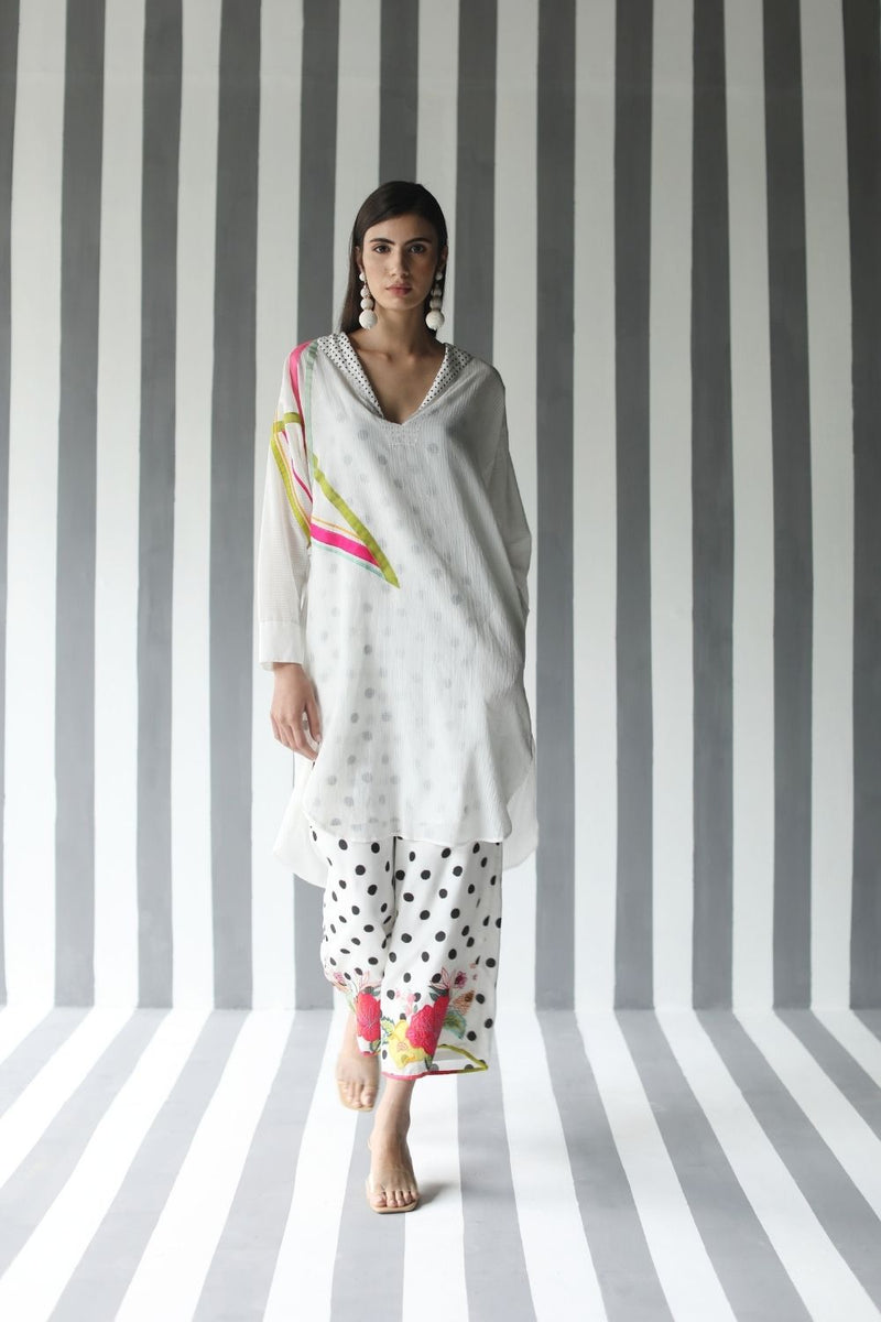 LOVE TO DOT LINE SLEEVE SHIRT SET Kurta Sets by Rajiramniq for women Worldwide