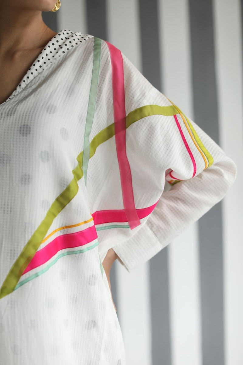 LOVE TO DOT LINE SLEEVE SHIRT SET Kurta Sets by Rajiramniq for women Worldwide