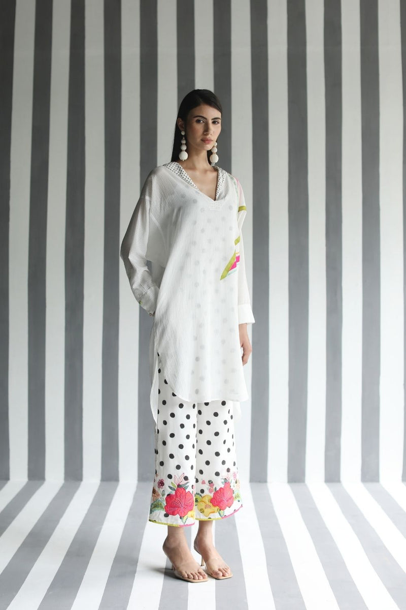 LOVE TO DOT LINE SLEEVE SHIRT SET Kurta Sets by Rajiramniq for women Worldwide