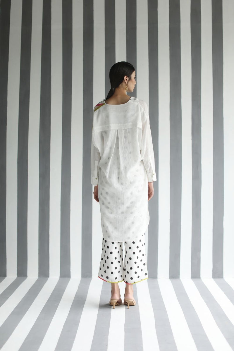 LOVE TO DOT LINE SLEEVE SHIRT SET Kurta Sets by Rajiramniq for women Worldwide
