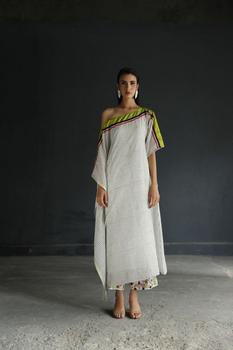 LOVE TO DOT OFF - SHOULDER KAFTAN SET Kurta Sets by Rajiramniq for women Worldwide