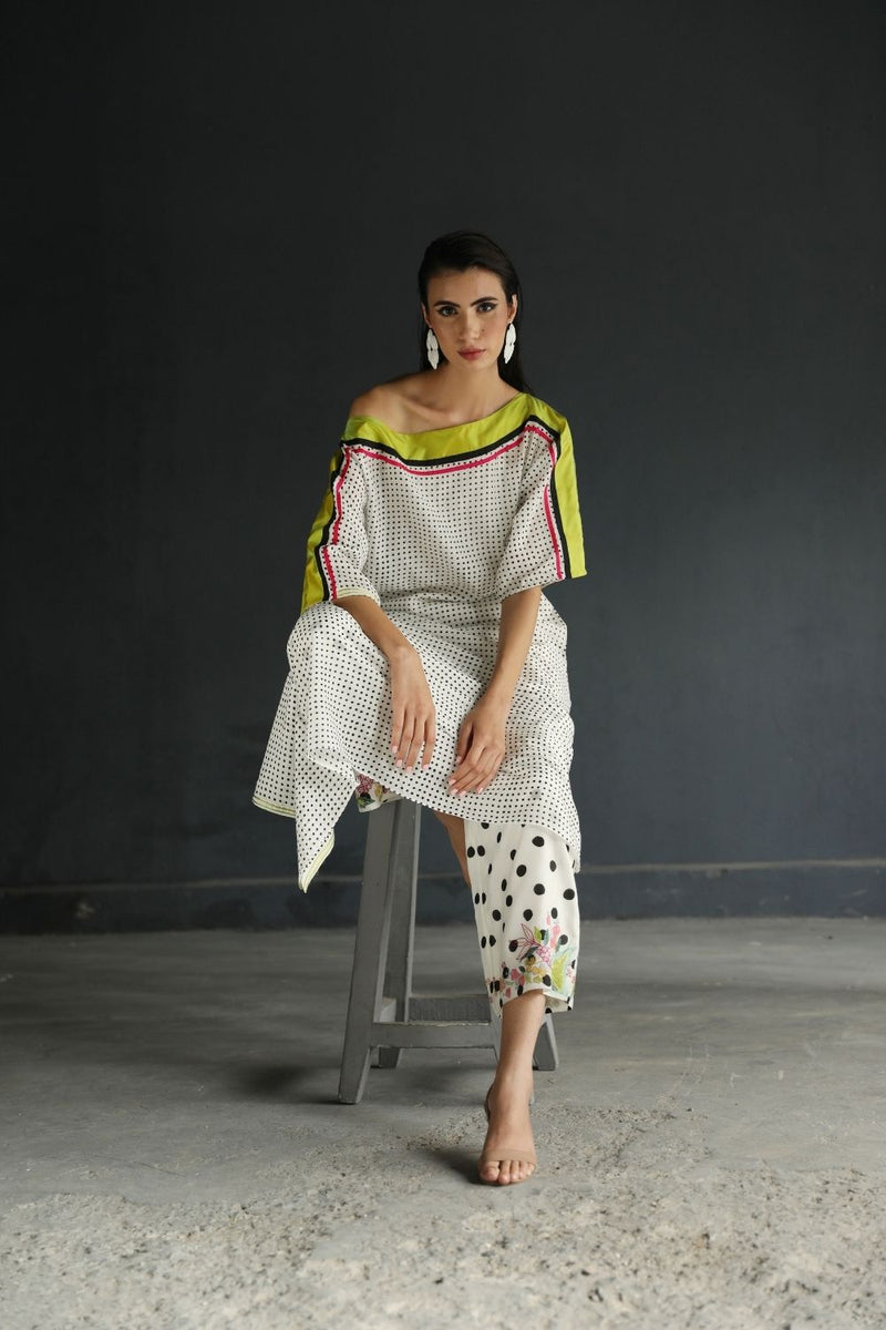 LOVE TO DOT OFF - SHOULDER KAFTAN SET Kurta Sets by Rajiramniq for women Worldwide