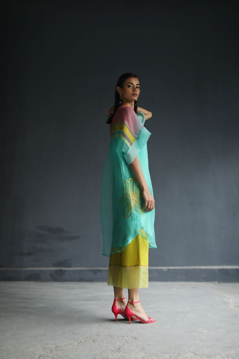 LOVE TO DOT ORGANZA FLOWER SHIRT SET Kurta Sets by Rajiramniq for women Worldwide