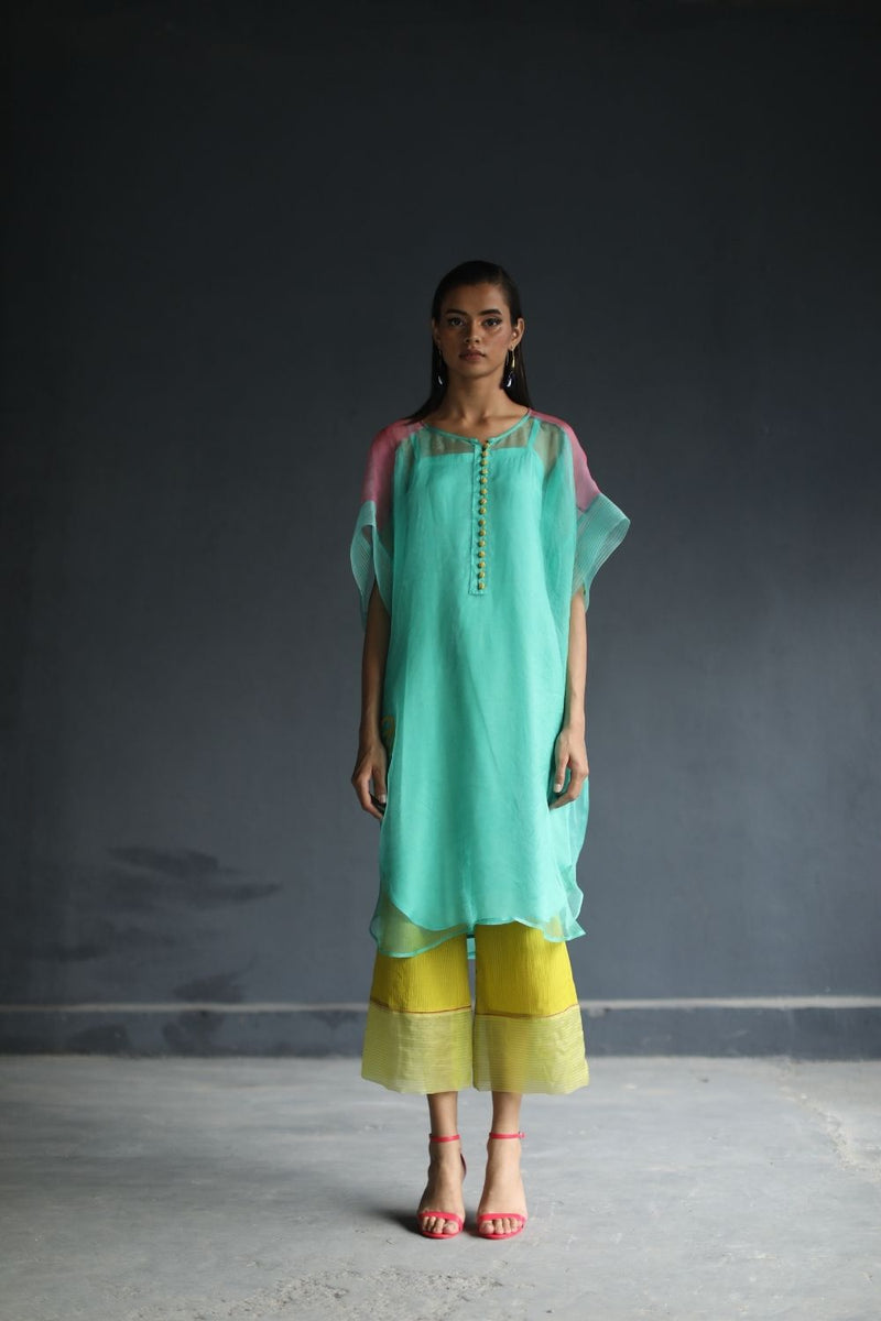 LOVE TO DOT ORGANZA FLOWER SHIRT SET Kurta Sets by Rajiramniq for women Worldwide