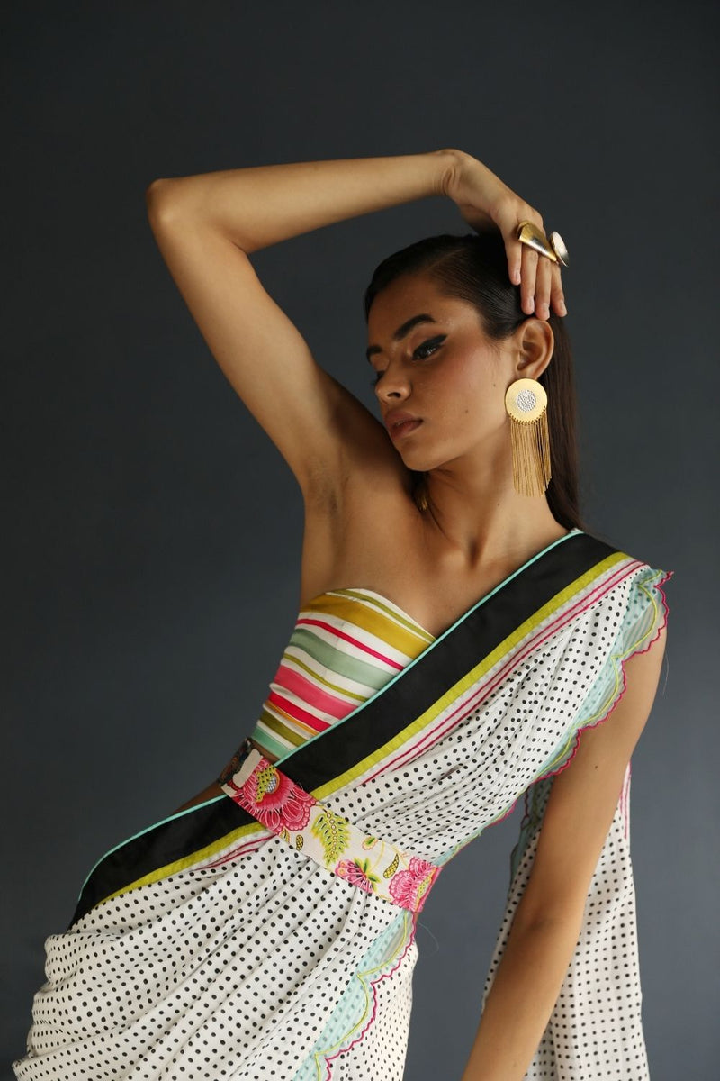 LOVE TO DOT POLKA SARI Sarees by Rajiramniq for women Worldwide