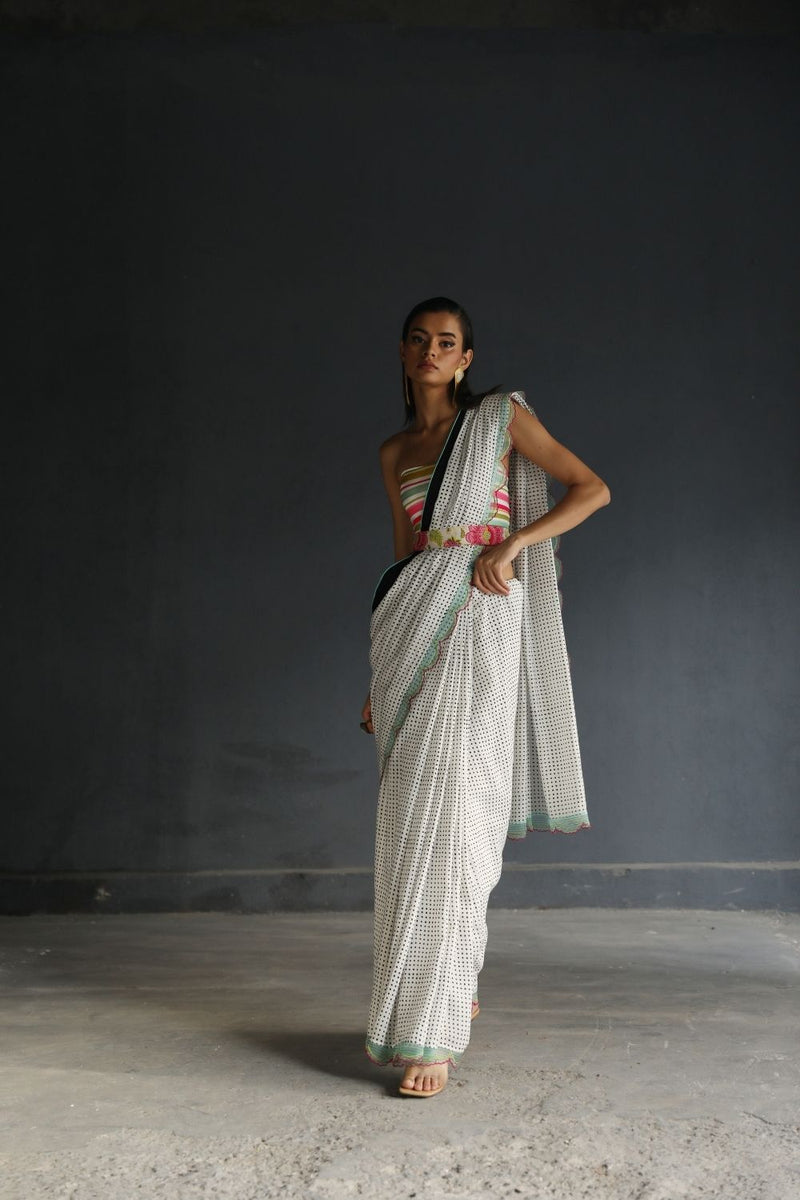 LOVE TO DOT POLKA SARI Sarees by Rajiramniq for women Worldwide