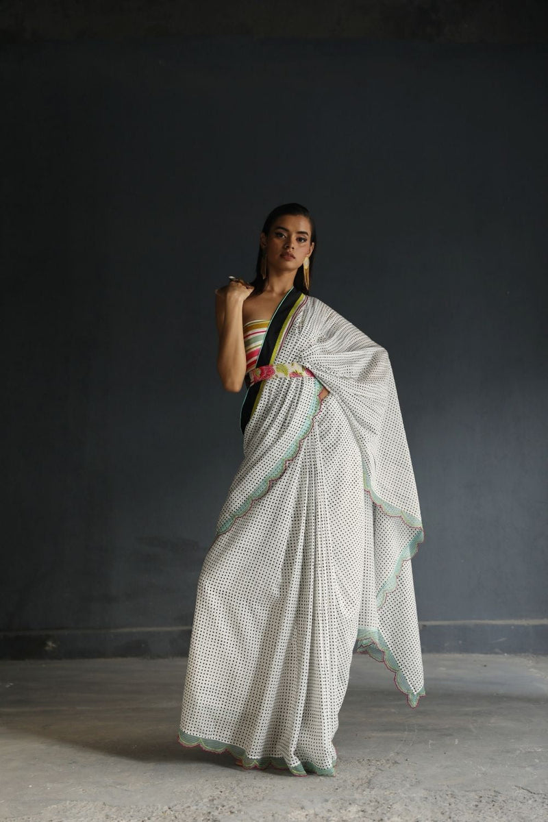 LOVE TO DOT POLKA SARI Sarees by Rajiramniq for women Worldwide