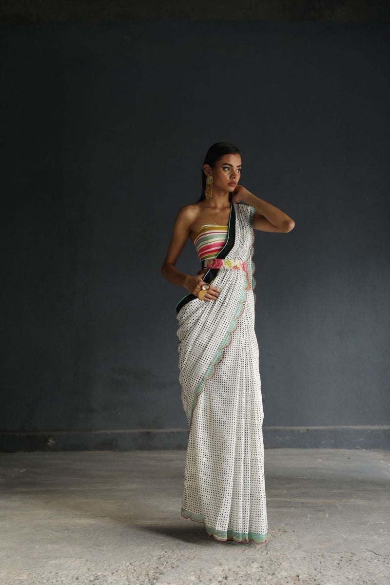 LOVE TO DOT POLKA SARI Sarees by Rajiramniq for women Worldwide