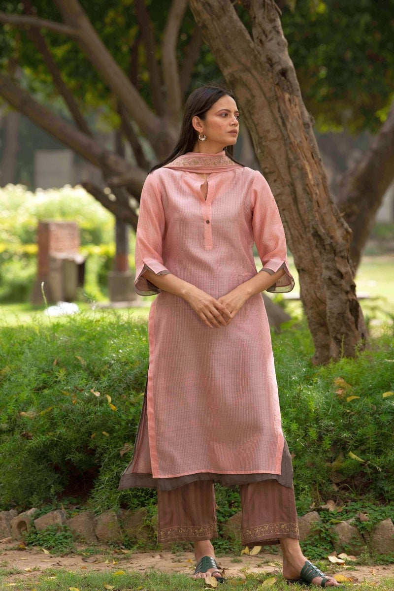 Madhvi Pink Kurta Set by Priti Prashant for women Worldwide