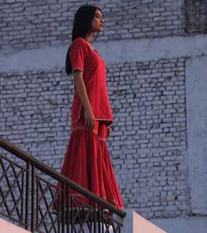 Khwaab sharara set cotton Kurta/Kurta Sets by Khara Kapas for women Worldwide