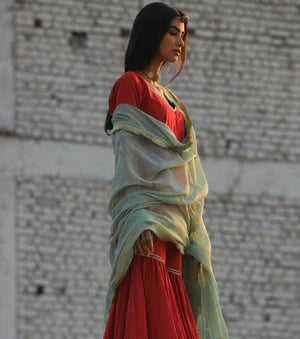 Khwaab sharara set cotton Kurta/Kurta Sets by Khara Kapas for women Worldwide