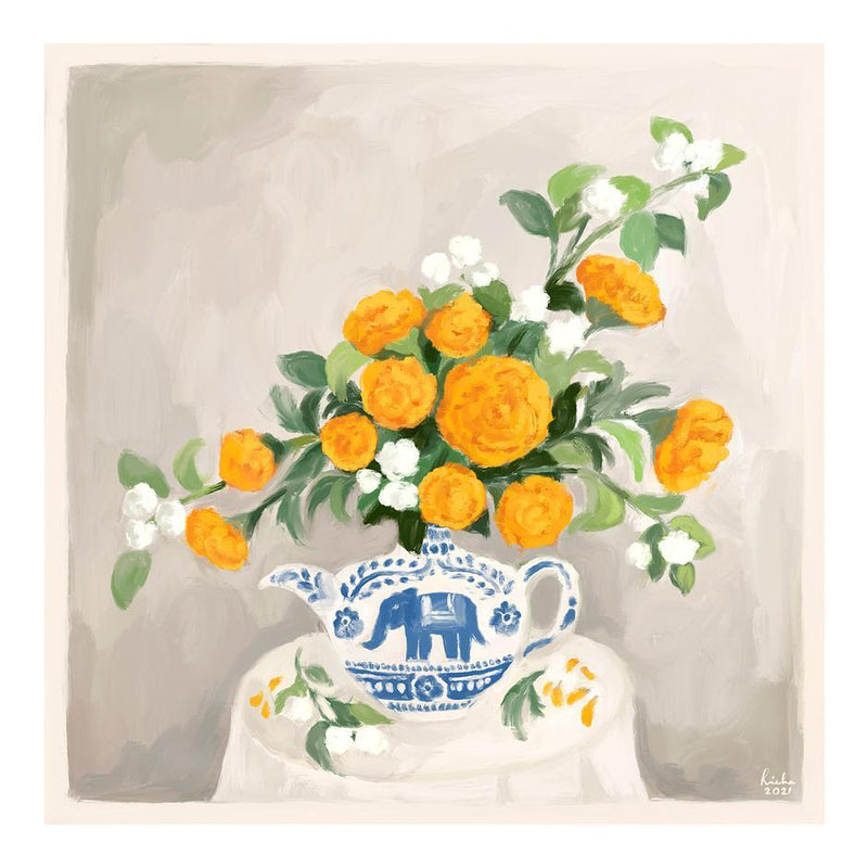 Marigolds & Mogra Art Richa Kashelkar