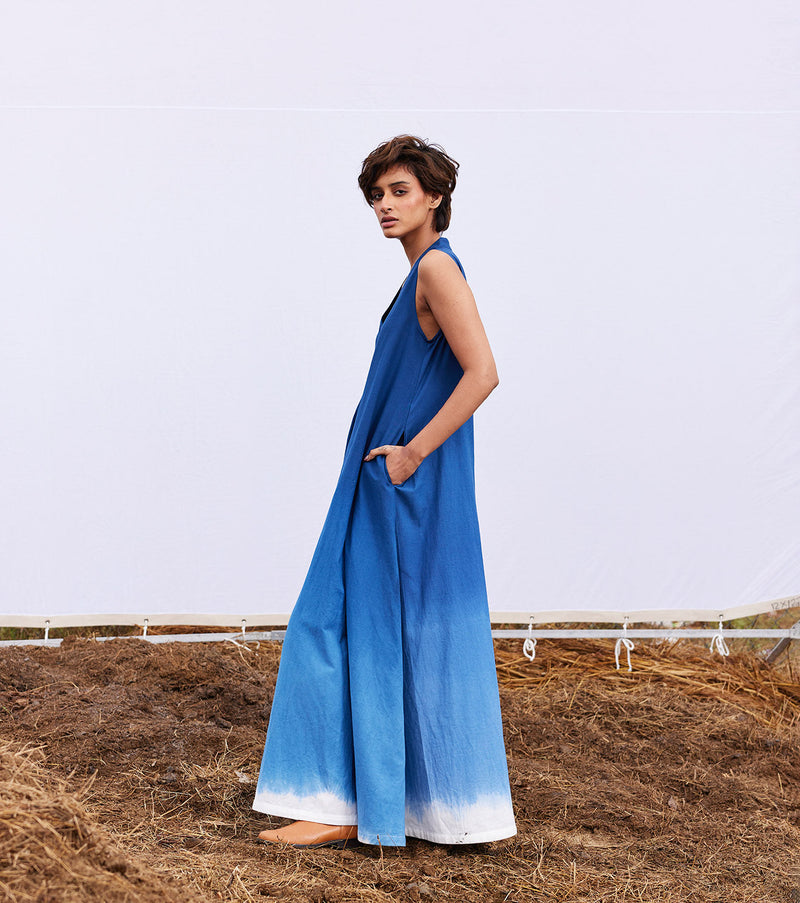 Marine jumpsuit by Khara Kapas in blue for women Worldwide