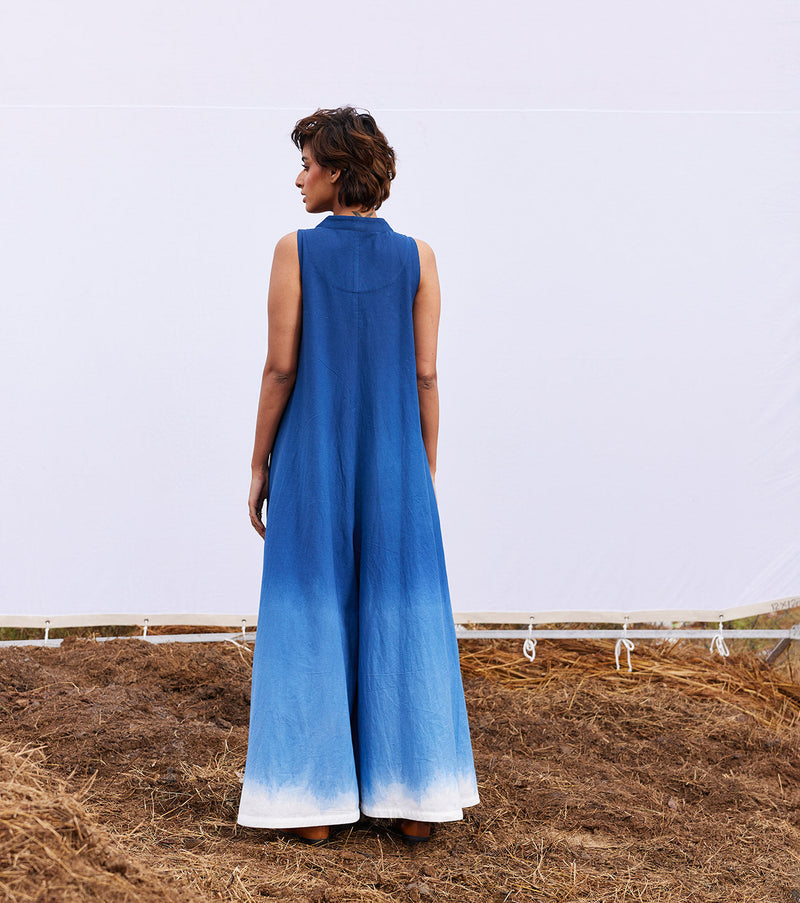 Marine jumpsuit by Khara Kapas in blue for women Worldwide
