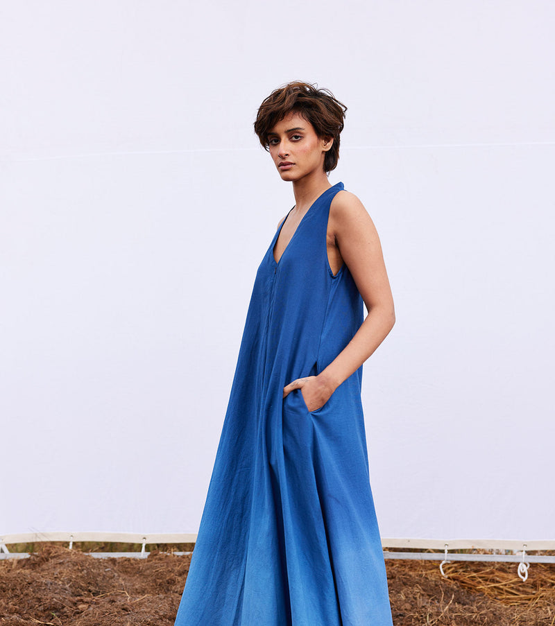 Marine jumpsuit by Khara Kapas in blue for women Worldwide