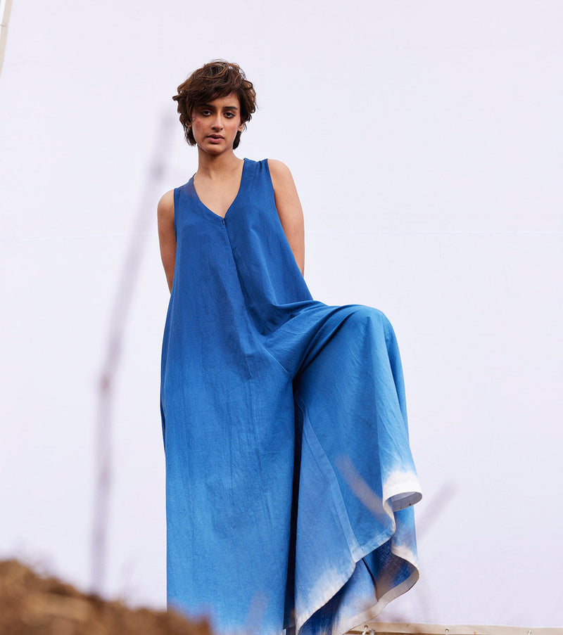 Marine jumpsuit by Khara Kapas in blue for women Worldwide