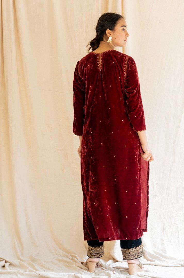 Maroon Imaam Kurta Kurta Sets by Nirjara for women Worldwide