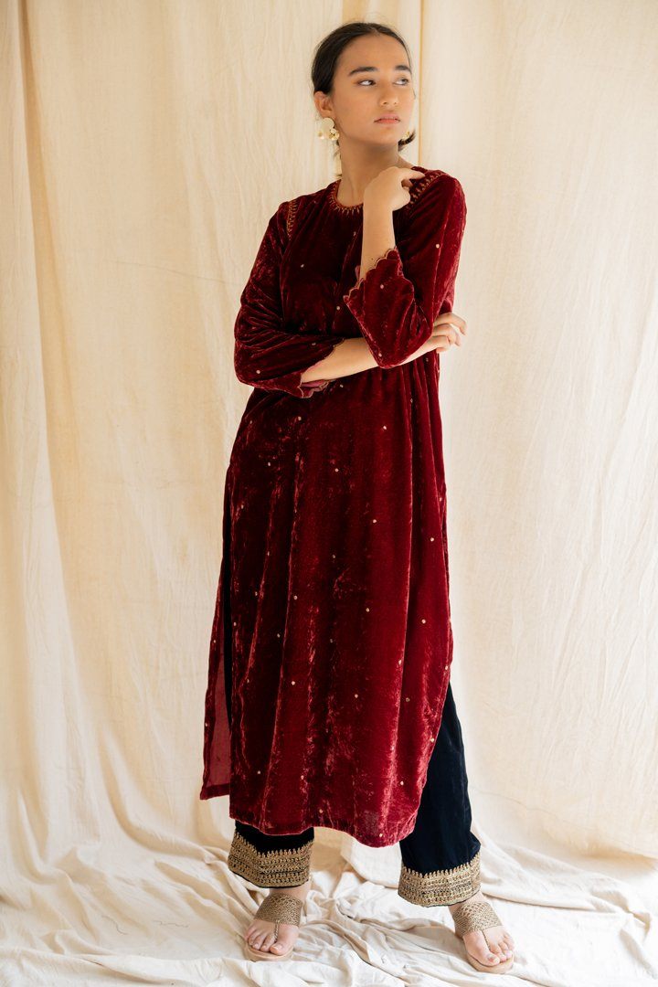 Maroon Imaam Kurta Kurta Sets by Nirjara for women Worldwide