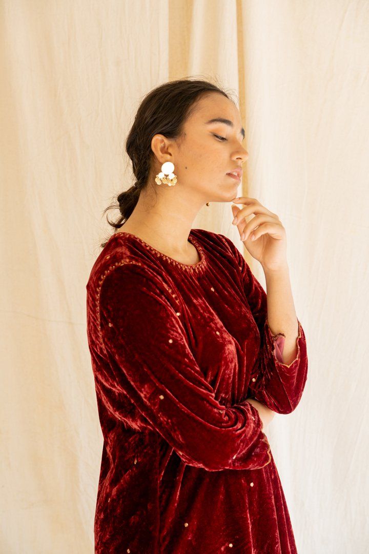 Maroon Imaam Kurta Kurta Sets by Nirjara for women Worldwide