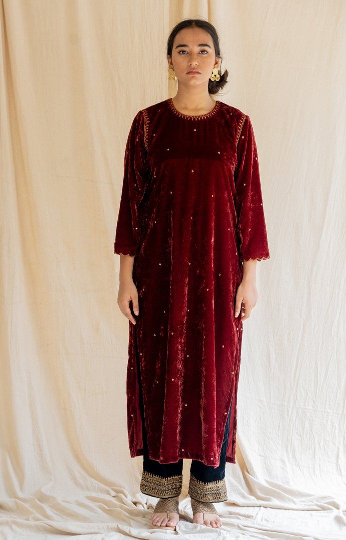 Maroon Imaam Kurta Kurta Sets by Nirjara for women Worldwide
